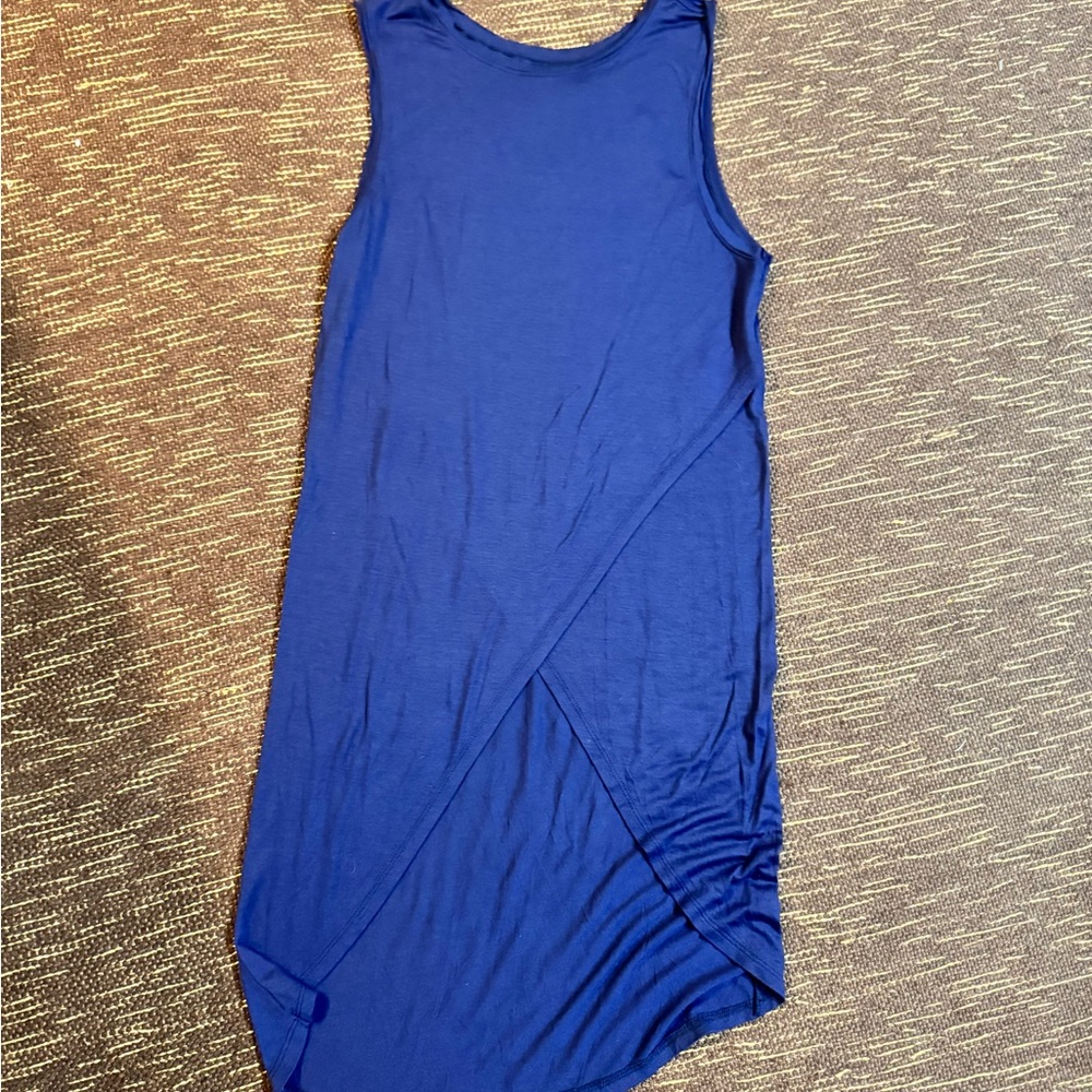 Guess Sleeveless Asymmetrical T-shirt Gauzy Dress in Deep Blue